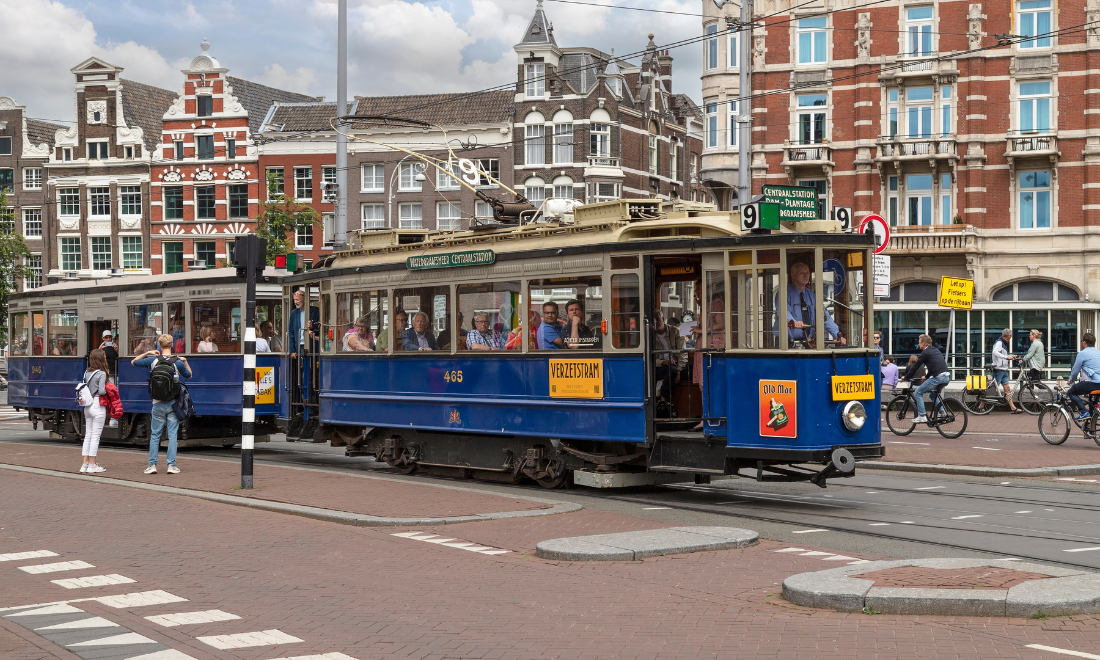 Stumbling block placed at Amsterdam tram stop on Holocaust Memorial Day